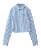 【エックスガール/X-girl】のBUTTERFLY STRIPE L/S SHIRT X-girl 人気、トレンドファッション・服の通販 founy(ファニー) ファッション Fashion レディースファッション WOMEN トップス・カットソー Tops/Tshirt シャツ/ブラウス Shirts/Blouses おすすめ Recommend コンパクト Compact ストライプ Stripe バタフライ Butterfly ミニスカート Mini Skirt ワンポイント One Point 夏 Summer 春 Spring S/S・春夏 Ss・Spring/Summer 長袖 Long Sleeve thumbnail BLUE|ID: prp329100004560385 ipo3291000000032243035