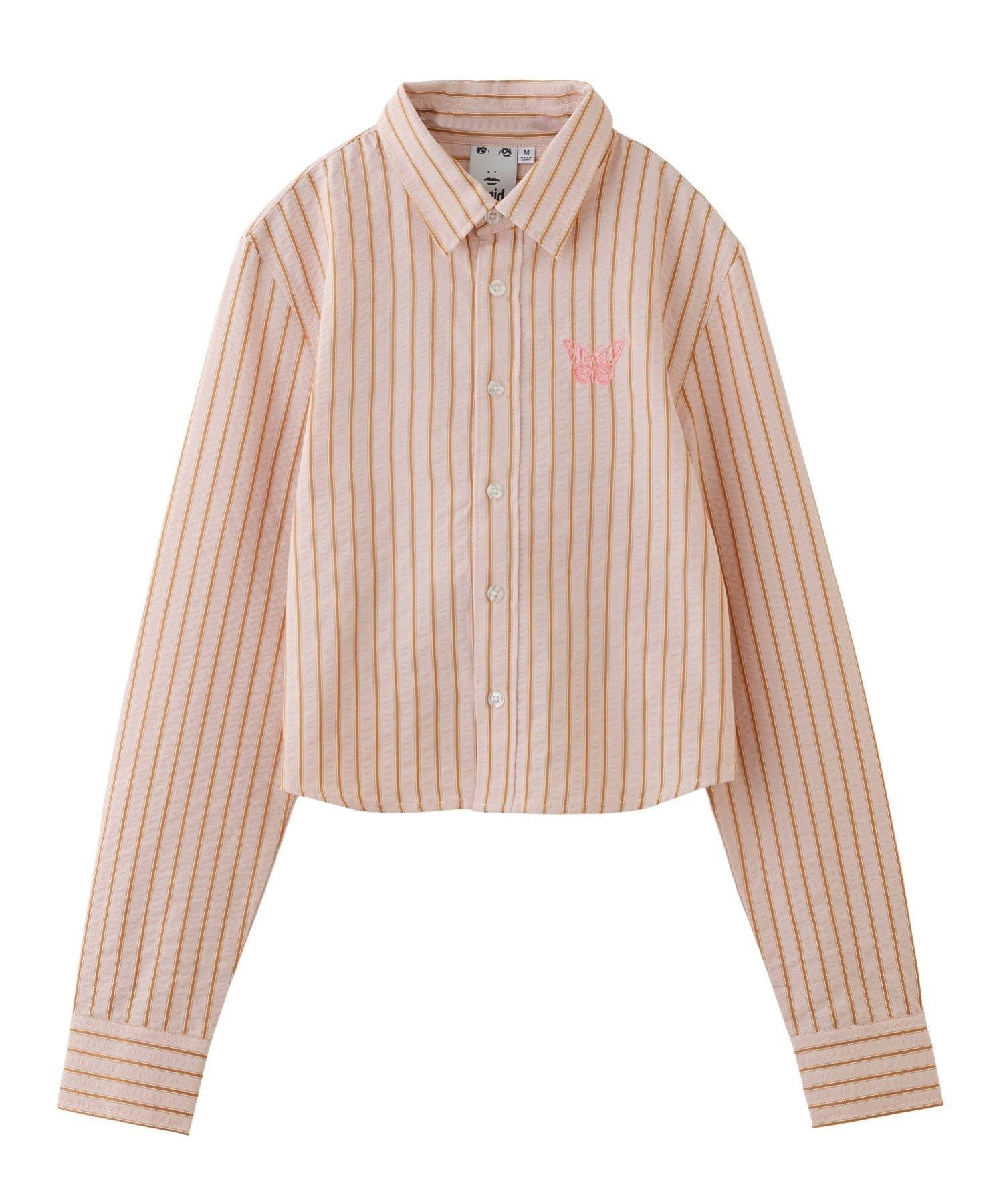 【エックスガール/X-girl】のBUTTERFLY STRIPE L/S SHIRT X-girl インテリア・キッズ・メンズ・レディースファッション・服の通販 founy(ファニー) 　ファッション　Fashion　レディースファッション　WOMEN　トップス・カットソー　Tops/Tshirt　シャツ/ブラウス　Shirts/Blouses　おすすめ　Recommend　コンパクト　Compact　ストライプ　Stripe　バタフライ　Butterfly　ミニスカート　Mini Skirt　ワンポイント　One Point　夏　Summer　春　Spring　S/S・春夏　Ss・Spring/Summer　長袖　Long Sleeve　PINK|ID: prp329100004560385 ipo3291000000032243036