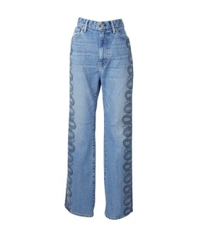 【ヒステリックグラマー/HYSTERIC GLAMOUR】のSNAKE LOOP柄デニムフレアパンツ 人気、トレンドファッション・服の通販 founy(ファニー) ファッション Fashion レディースファッション Fashion for Women パンツ Pants & Trousers ストレッチ Stretch, Stretchy Fabric フレア Flare, Flared プリント Print, Printed Pattern |ID:prp329100004560396