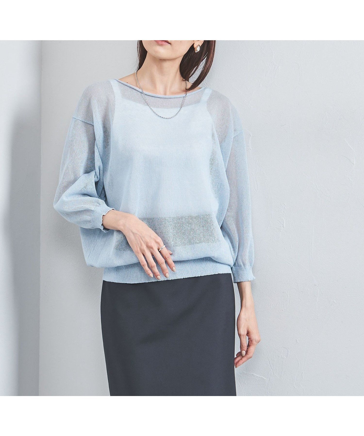 【その他のブランド/Other】のシアー ボートネックニット インテリア・キッズ・メンズ・レディースファッション・服の通販 founy(ファニー) 　ファッション　Fashion　レディースファッション　WOMEN　トップス・カットソー　Tops/Tshirt　ニット　Knit Tops　おすすめ　Recommend　キャミソール　Camisole　シアー　Sheer　シンプル　Simple　デコルテ　Decolletage　バランス　Balance　フィット　Fit　LT.BLUE|ID: prp329100004560405 ipo3291000000032243176