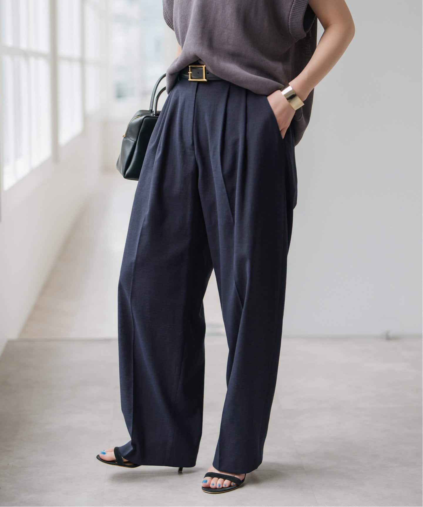 【スピック&スパン/Spick & Span】の《WEB限定追加》ドライオックスタックパンツ インテリア・キッズ・メンズ・レディースファッション・服の通販 founy(ファニー) 　ファッション　Fashion　レディースファッション　Ladies' Fashion Online　パンツ　Pants　ネイビー|ID: prp329100004560449 ipo3291000000032658221