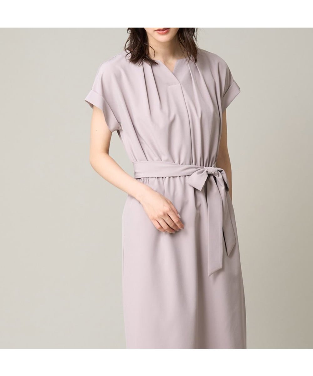 【アー ヴェー ヴェー/a.v.v】のタックネックIラインワンピース インテリア・キッズ・メンズ・レディースファッション・服の通販 founy(ファニー) 　ファッション　Fashion　レディースファッション　WOMEN　ワンピース　Dress　カーディガン　Cardigan　シンプル　Simple　ジャケット　Jacket　ストレッチ　Stretch　スリット　Slit　羽織　Haori　再入荷　Restock/Back In Stock/Re Arrival　おすすめ　Recommend　夏　Summer　ビジネス 仕事 通勤　Business　グレージュ|ID: prp329100004560805 ipo3291000000032247169