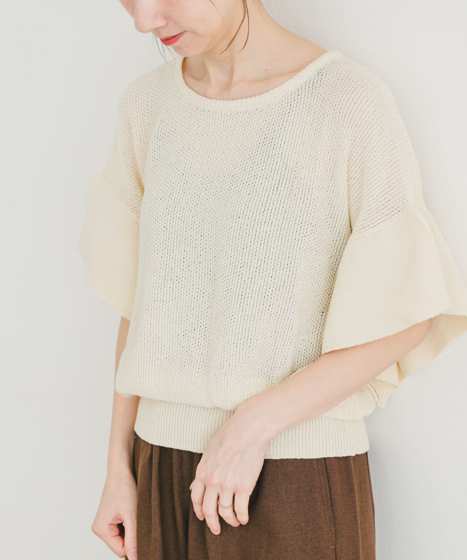 【その他のブランド/Other】のフレアスリーブニット 人気、トレンドファッション・服の通販 founy(ファニー) 　ファッション　Fashion　レディースファッション　WOMEN　トップス・カットソー　Tops/Tshirt　ニット　Knit Tops　2025年　2025　2025春夏・S/S　Ss,Spring/Summer,2025　スリーブ　Sleeve　デニム　Denim　フレア　Flare　半袖　Short Sleeve　夏　Summer　S/S・春夏　Ss・Spring/Summer　 other-1|ID: prp329100004560811 ipo3291000000032247197