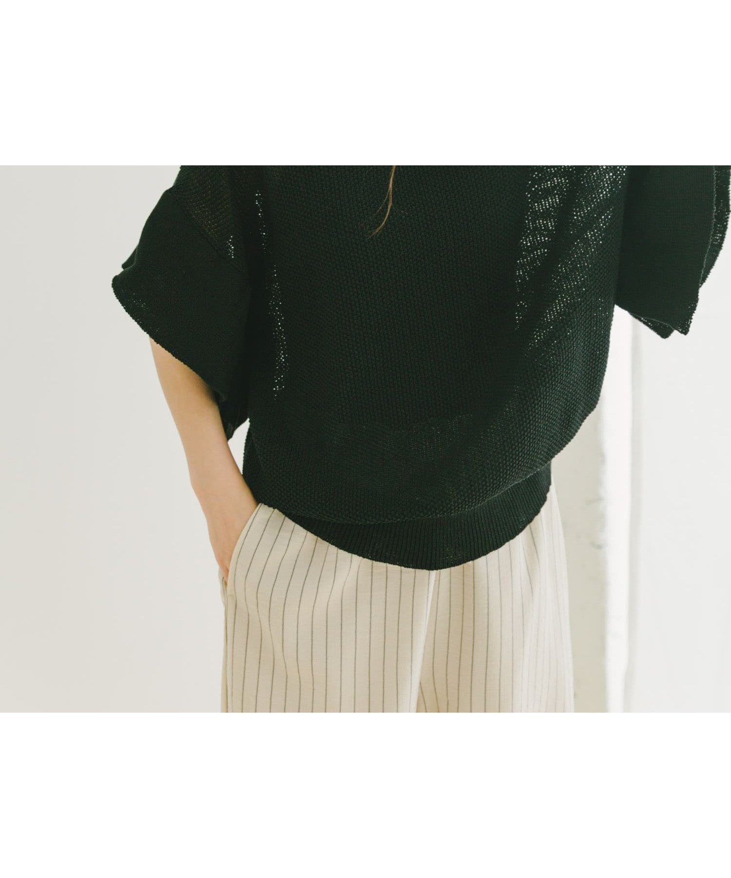 【その他のブランド/Other】のフレアスリーブニット インテリア・キッズ・メンズ・レディースファッション・服の通販 founy(ファニー) 　ファッション　Fashion　レディースファッション　WOMEN　トップス・カットソー　Tops/Tshirt　ニット　Knit Tops　2025年　2025　2025春夏・S/S　Ss,Spring/Summer,2025　スリーブ　Sleeve　デニム　Denim　フレア　Flare　半袖　Short Sleeve　夏　Summer　S/S・春夏　Ss・Spring/Summer　BLK|ID: prp329100004560811 ipo3291000000032247200