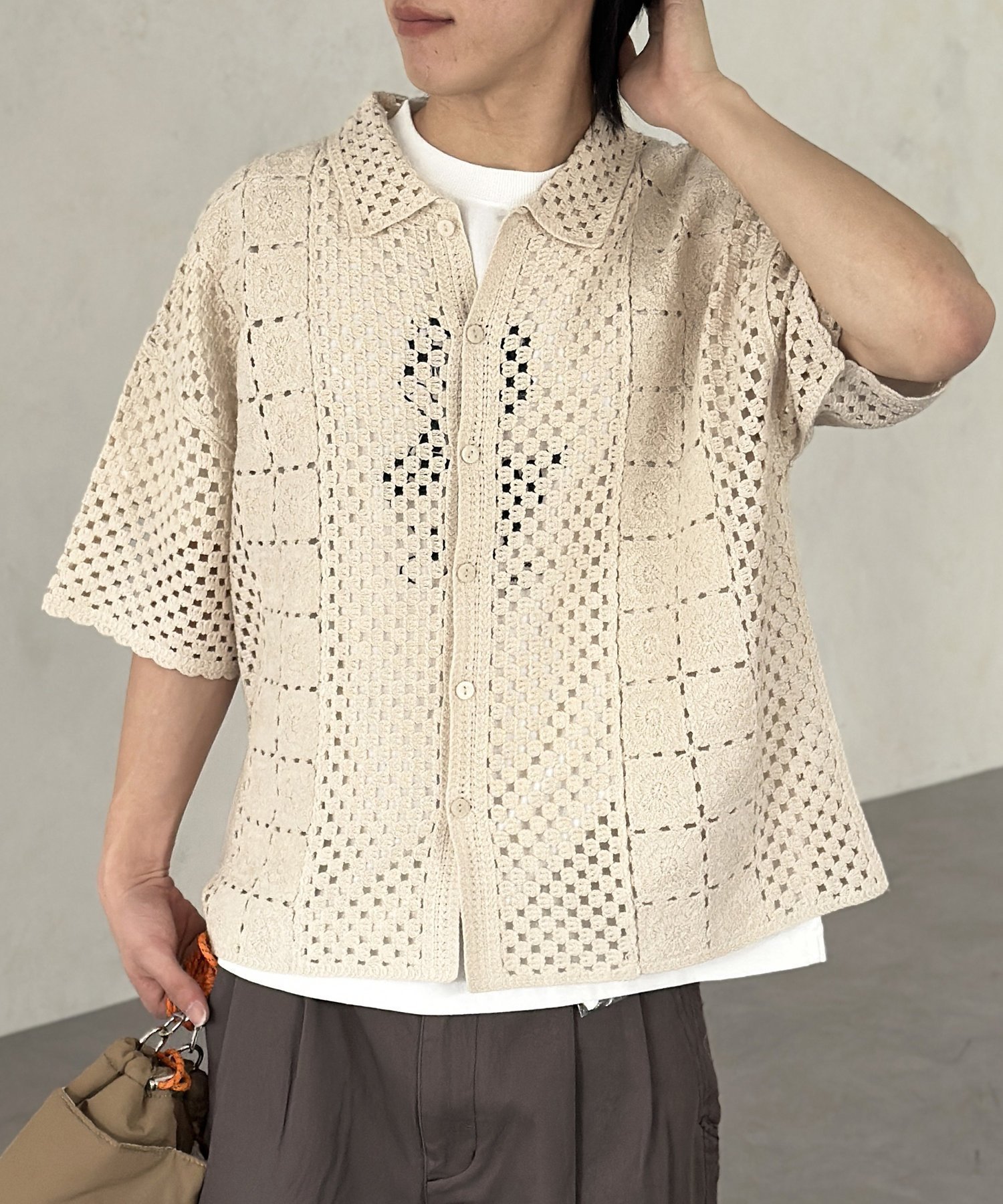【シーピーシーエム/CPCM】のクロシェ半袖ニットシャツ 人気、トレンドファッション・服の通販 founy(ファニー) 　ファッション　Fashion　レディースファッション　WOMEN　トップス・カットソー　Tops/Tshirt　ニット　Knit Tops　シャツ/ブラウス　Shirts/Blouses　おすすめ　Recommend　クロシェ　Crochet　シンプル　Simple　チャーム　Charm　レース　Race　半袖　Short Sleeve　夏　Summer　 other-1|ID: prp329100004560833 ipo3291000000032247380