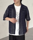【シーピーシーエム/CPCM】のクロシェ半袖ニットシャツ ネイビー|ID: prp329100004560833 ipo3291000000032247388