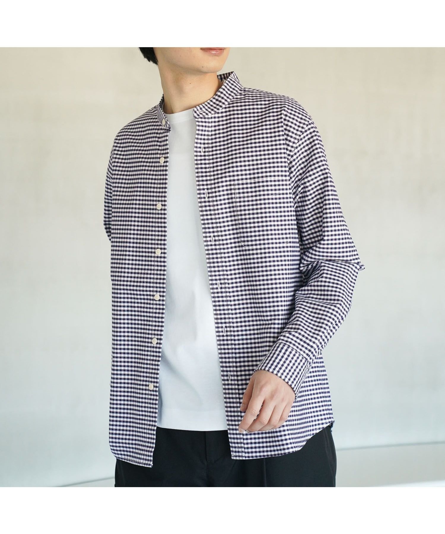 【グローバルワーク/GLOBAL WORK / MEN】のイージーケアオックス/バンドカラーシャツ/147191 インテリア・キッズ・メンズ・レディースファッション・服の通販 founy(ファニー) 　ファッション　Fashion　メンズファッション　MEN　インナー　Inner　カフス　Cuffs　ジャケット　Jacket　スウェット　Sweat　ビジネス 仕事 通勤　Business　レギュラー　Regular　エレガント 上品　Elegant　定番　Standard　ネイビーギンガムチェック87|ID: prp329100004560849 ipo3291000000032247509