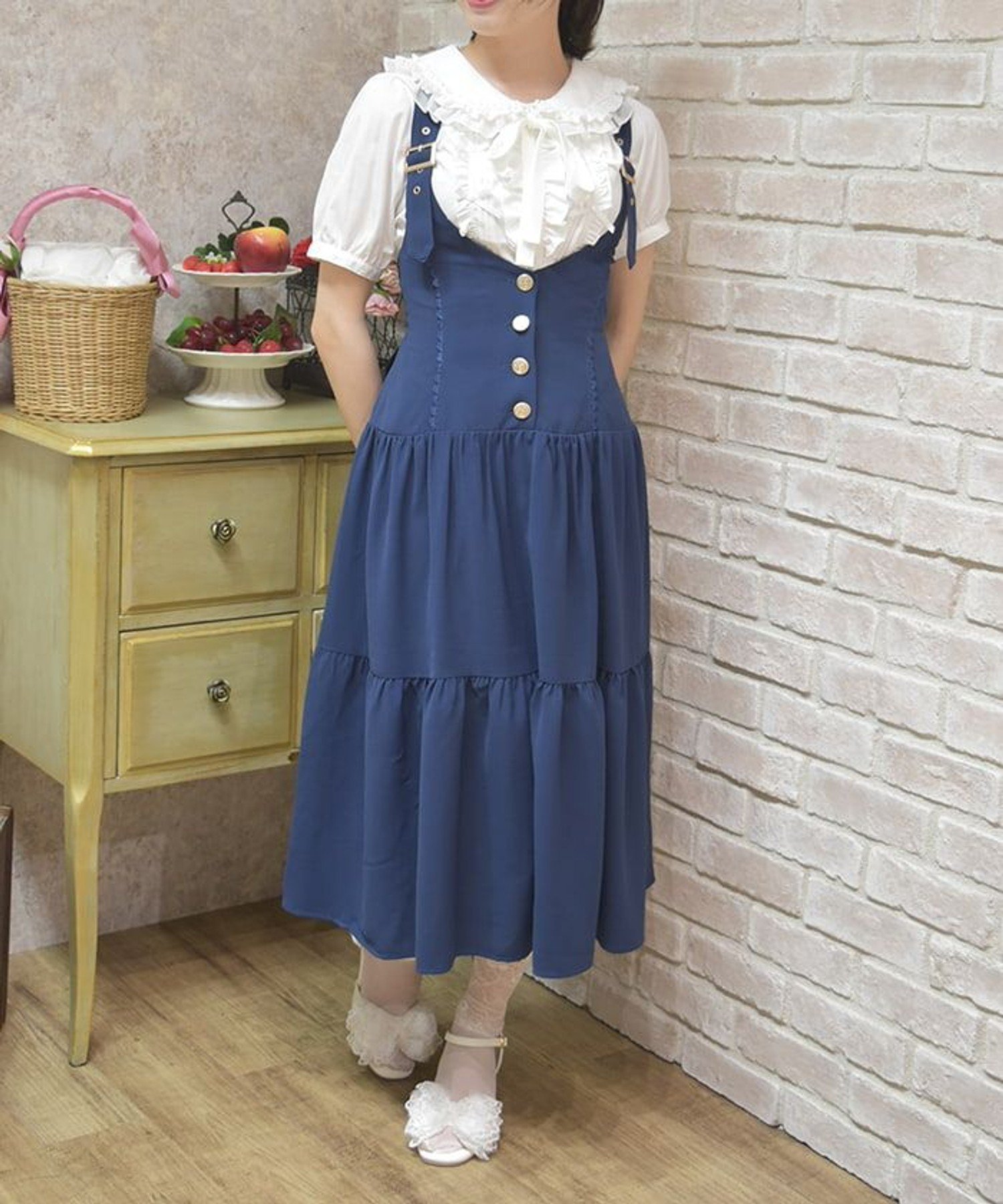 【アクシーズファム/axes femme】のティアードジャンスカ インテリア・キッズ・メンズ・レディースファッション・服の通販 founy(ファニー) 　ファッション　Fashion　レディースファッション　WOMEN　おすすめ　Recommend　クラシカル　Classical　ティアード　Tiered　フリル　Frills　リボン　Ribbon　切替　Switching　半袖　Short Sleeve　夏　Summer　紺|ID: prp329100004560868 ipo3291000000032247617
