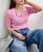 【その他のブランド/Other】の【インフルエンサー別注カラーあり】シアーリブ半袖シャツカーディガン ピンク|ID: prp329100004560932 ipo3291000000032247925