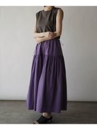 【ラシュッド/LASUD】の異素材切り替えティアードワンピース パープル|ID: prp329100004560947 ipo3291000000032247986