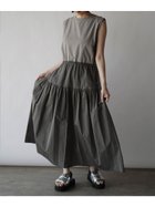 【ラシュッド/LASUD】の異素材切り替えティアードワンピース チャコールグレー|ID: prp329100004560947 ipo3291000000032470843