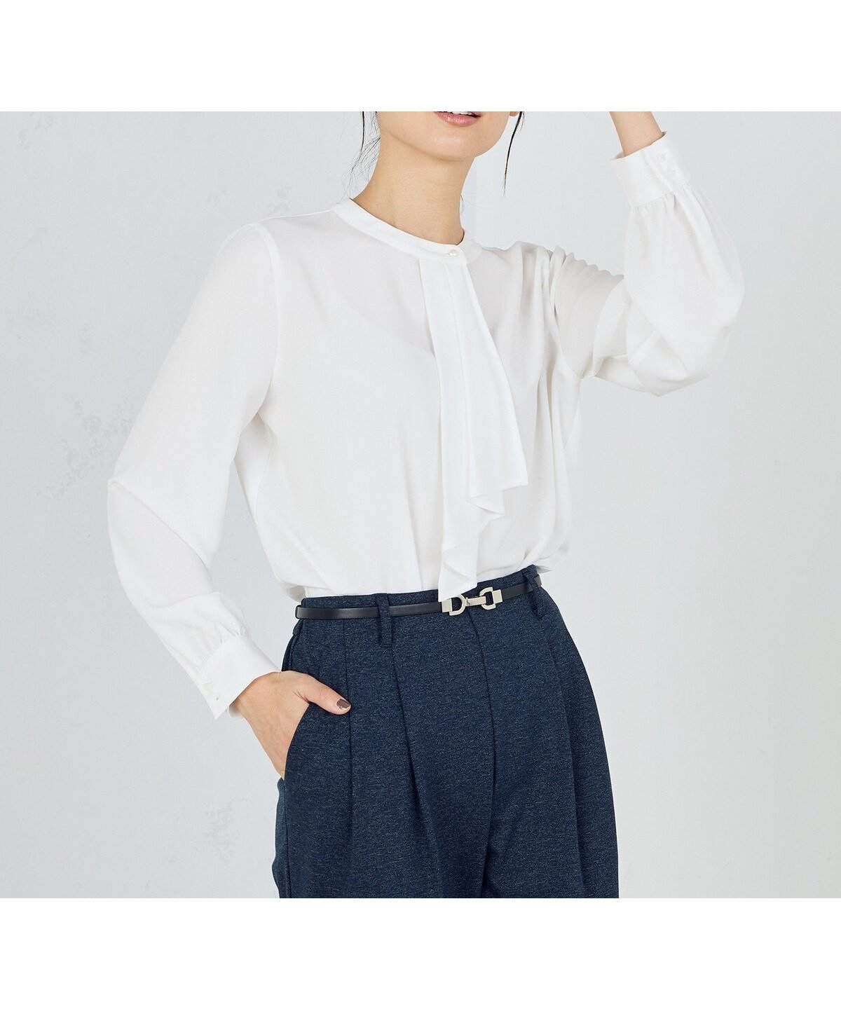 【コムサイズム/COMME CA ISM】のボウタイ風ブラウス / セットアップ対応 人気、トレンドファッション・服の通販 founy(ファニー) 　ファッション　Fashion　レディースファッション　WOMEN　トップス・カットソー　Tops/Tshirt　シャツ/ブラウス　Shirts/Blouses　カフス　Cuffs　ジョーゼット　Georgette　セットアップ　Set Up　ドレープ　Drape　定番　Standard　ワイド　Wide　おすすめ　Recommend　エレガント 上品　Elegant　ビジネス 仕事 通勤　Business　 other-1|ID: prp329100004560948 ipo3291000000032248006