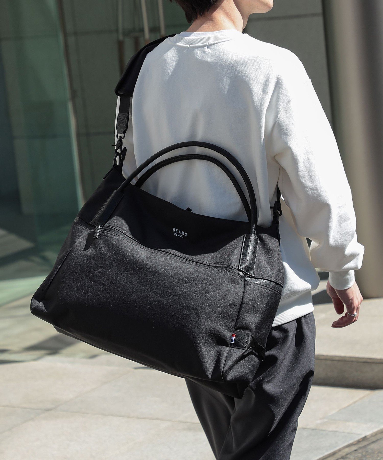 【ビームス ハート/BEAMS HEART / MEN】の【定番/2way/大容量】ポリエステル 杢素材 ジム バッグ お仕事 トートバッグ ビジネス フィットネス 旅行 人気、トレンドファッション・服の通販 founy(ファニー) 　ファッション　Fashion　メンズファッション　Fashion for Men　バッグ　Bags　トートバッグ / 通勤・大容量バッグ　Tote Bags　ゴルフ　Golf　ビジネス 仕事 通勤　Business / Work / Commuting　フィット　Fit, Slim Fit　フェイクレザー　Faux Leather, PU Leather　ポケット　Pocket, Pocket Detail　エレガント 上品　Elegant　定番　Standard, Basic Item　旅行　Travel　 other-1|ID: prp329100004560995 ipo3291000000032764986