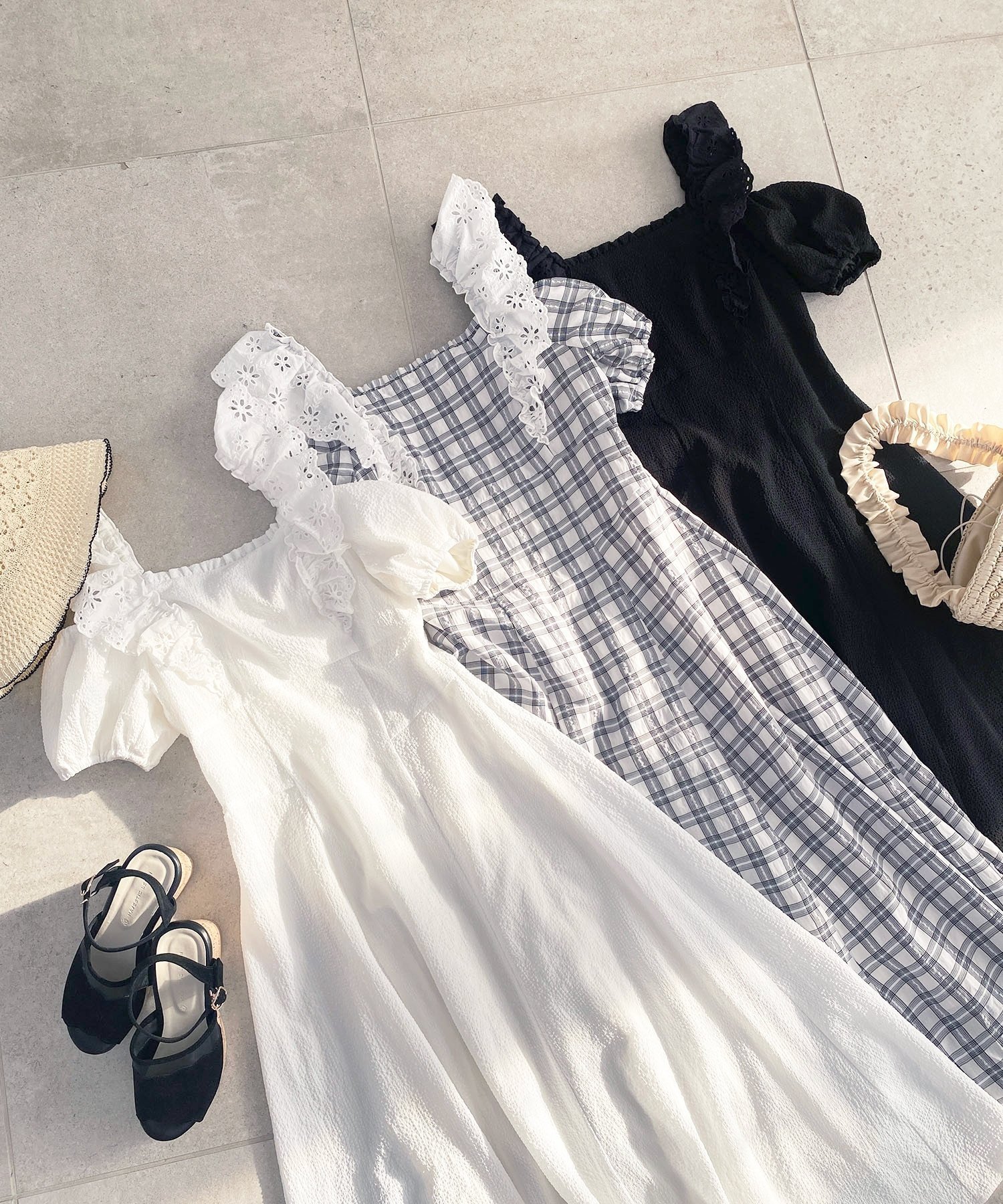 【マジェスティック レゴン/MAJESTIC LEGON】の肩レースフリルワンピース 人気、トレンドファッション・服の通販 founy(ファニー) 　ファッション　Fashion　レディースファッション　WOMEN　ワンピース　Dress　オフショルダー　Off Shoulder　デコルテ　Decolletage　夏　Summer　 other-1|ID: prp329100004561013 ipo3291000000032248401