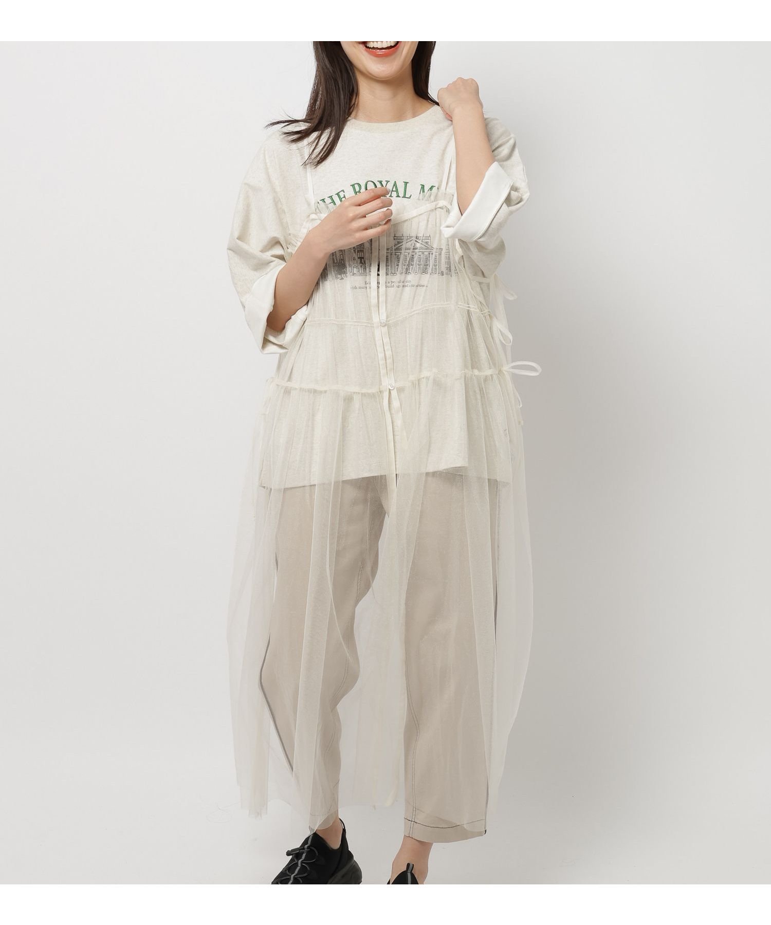 【ニコアンド/niko and】のチュールサイドリボンワンピース インテリア・キッズ・メンズ・レディースファッション・服の通販 founy(ファニー) 　ファッション　Fashion　レディースファッション　WOMEN　ワンピース　Dress　おすすめ　Recommend　ギャザー　Gather　シンプル　Simple　チュール　Tulle　デニム　Denim　トレンド　Trend　バレエ　Ballet　リボン　Ribbon　オフホワイト11|ID: prp329100004561056 ipo3291000000032248573