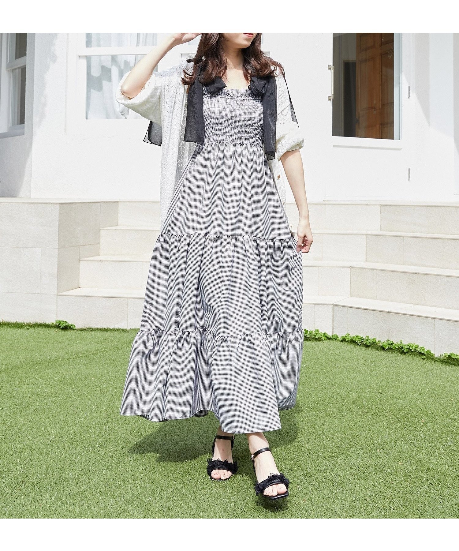 【マジェスティック レゴン/MAJESTIC LEGON】の2way肩リボンキャミワンピ インテリア・キッズ・メンズ・レディースファッション・服の通販 founy(ファニー) 　ファッション　Fashion　レディースファッション　WOMEN　ワンピース　Dress　キャミワンピース　No Sleeve Dresses　インナー　Inner　キャミワンピース　Cami Dress　シャーリング　Shirring　リボン　Ribbon　ブラック柄|ID: prp329100004561135 ipo3291000000032249242