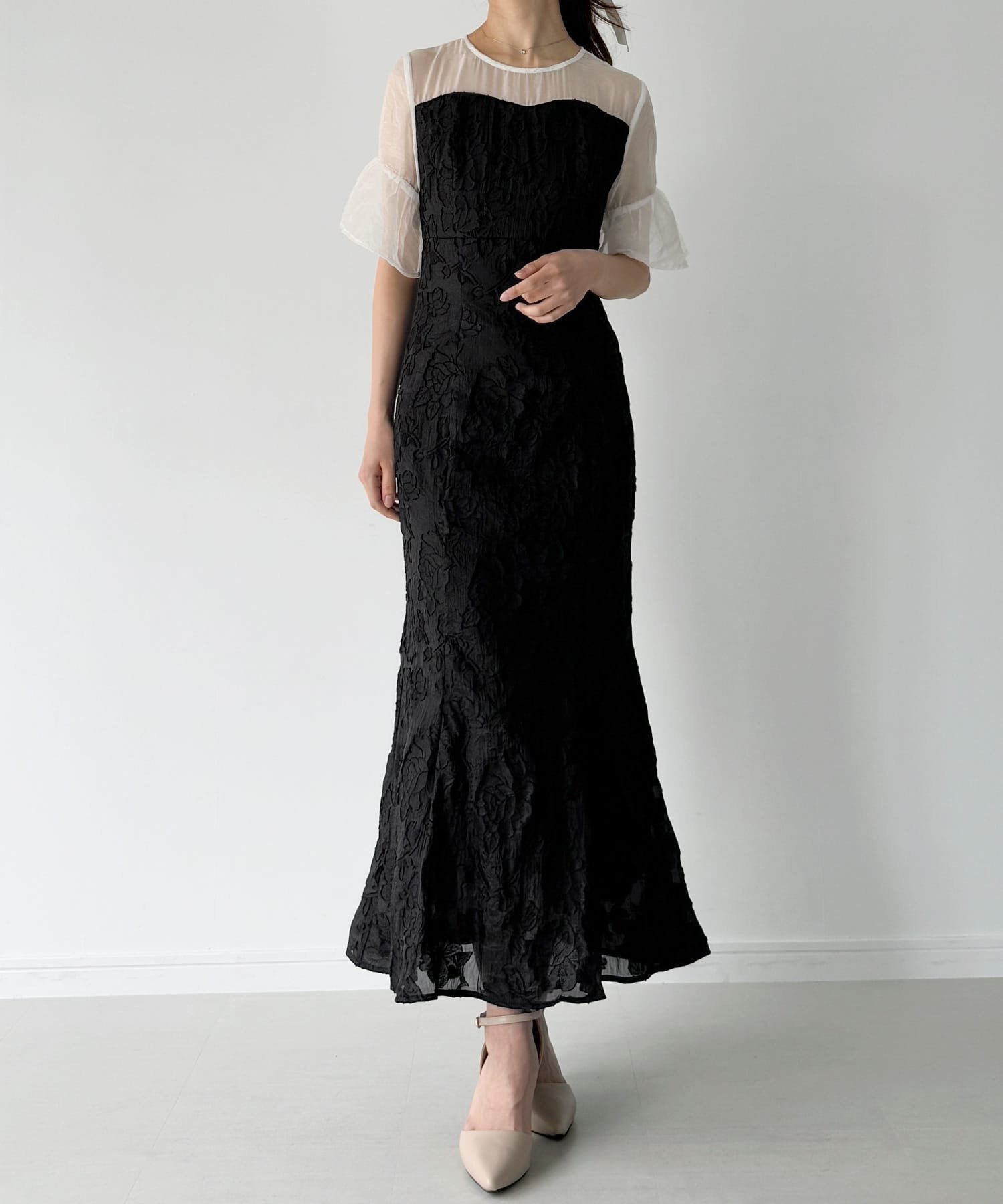 【ジュノア/JUNOAH】のシアージャガードマーメイドワンピース 人気、トレンドファッション・服の通販 founy(ファニー) 　ファッション　Fashion　レディースファッション　WOMEN　ワンピース　Dress　シアー　Sheer　 other-1|ID: prp329100004561175 ipo3291000000032249652