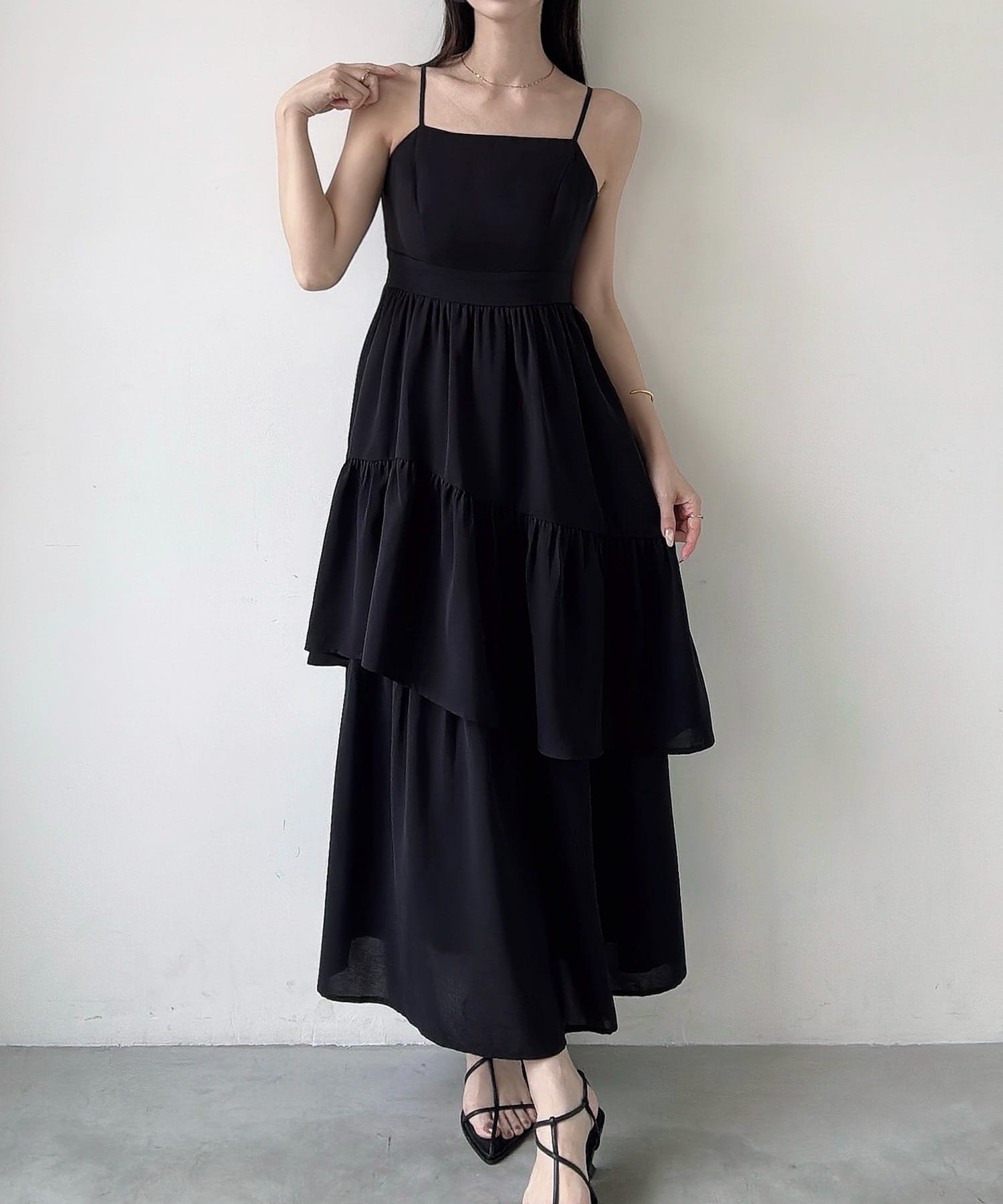 【ジュノア/JUNOAH】のMeiru アシメティアードキャミワンピース 人気、トレンドファッション・服の通販 founy(ファニー) 　ファッション　Fashion　レディースファッション　WOMEN　ワンピース　Dress　キャミワンピース　No Sleeve Dresses　 other-1|ID: prp329100004561176 ipo3291000000032249660
