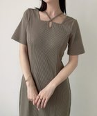 【ジュノア/JUNOAH】のMeiru クロスネック半袖リブワンピース グレージュ|ID: prp329100004561177 ipo3291000000032249683