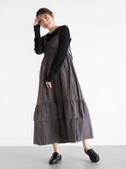 【ヴァン/Vin】のギンガムチェックティアードキャミワンピース ベージュ|ID: prp329100004561183 ipo3291000000032249736