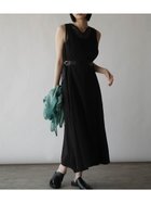 【ラシュッド/LASUD】のメッシュレイヤードVネックワンピース ブラック|ID: prp329100004561184 ipo3291000000032249749