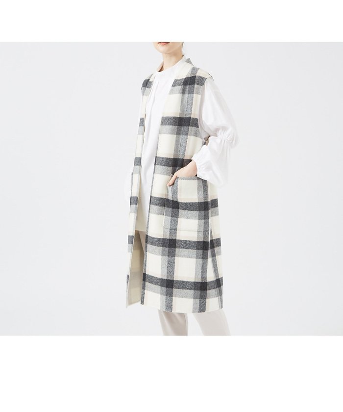 【カリテ/qualite】のチェックダブルフェイスジレ インテリア・キッズ・メンズ・レディースファッション・服の通販 founy(ファニー) https://founy.com/ ファッション Fashion レディースファッション WOMEN アウター Coat Outerwear トップス・カットソー Tops/Tshirt ベスト/ジレ Gilets/Vests シンプル Simple タートルネック Turtleneck チェック Check |ID: prp329100004561234 ipo3291000000032250241
