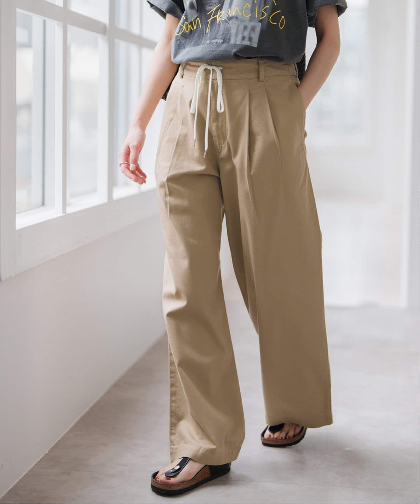【スピック&スパン/Spick & Span】の《WEB限定追加 》コットンレーヨンドロストフレアパンツ インテリア・キッズ・メンズ・レディースファッション・服の通販 founy(ファニー) 　ファッション　Fashion　レディースファッション　WOMEN　パンツ　Pants　再入荷　Restock/Back In Stock/Re Arrival　ベージュ|ID: prp329100004561238 ipo3291000000032250266