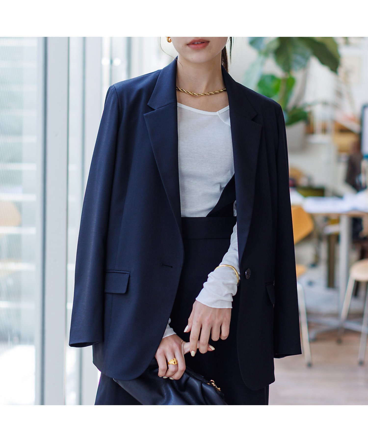 【ルージュヴィフラクレ/Rouge vif la cle】の【セットアップ対応】 シングルテーラードジャケット インテリア・キッズ・メンズ・レディースファッション・服の通販 founy(ファニー) 　ファッション　Fashion　レディースファッション　WOMEN　アウター　Coat Outerwear　ジャケット　Jackets　テーラードジャケット　Tailored Jackets　セットアップ　Set Up　ブラック|ID: prp329100004561255 ipo3291000000032250408