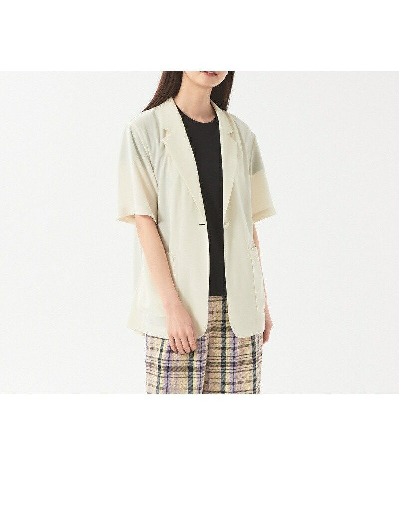 【カリテ/qualite】のストレッチデシン半袖ジャケット インテリア・キッズ・メンズ・レディースファッション・服の通販 founy(ファニー) 　ファッション　Fashion　レディースファッション　Fashion for Women　アウター　Coat / Outerwear Collection　レディースジャケット・軽アウター　Jackets　インナー　Innerwear　サマー　Summer, Summer Style　シルク　Silk, 100% Silk　ジャケット　Jacket, Outerwear　ストレッチ　Stretch, Stretchy Fabric　エレガント 上品　Elegant　半袖　Short Sleeve, Half Sleeve　夏　Summer　アイボリー|ID: prp329100004561300 ipo3291000000033634497