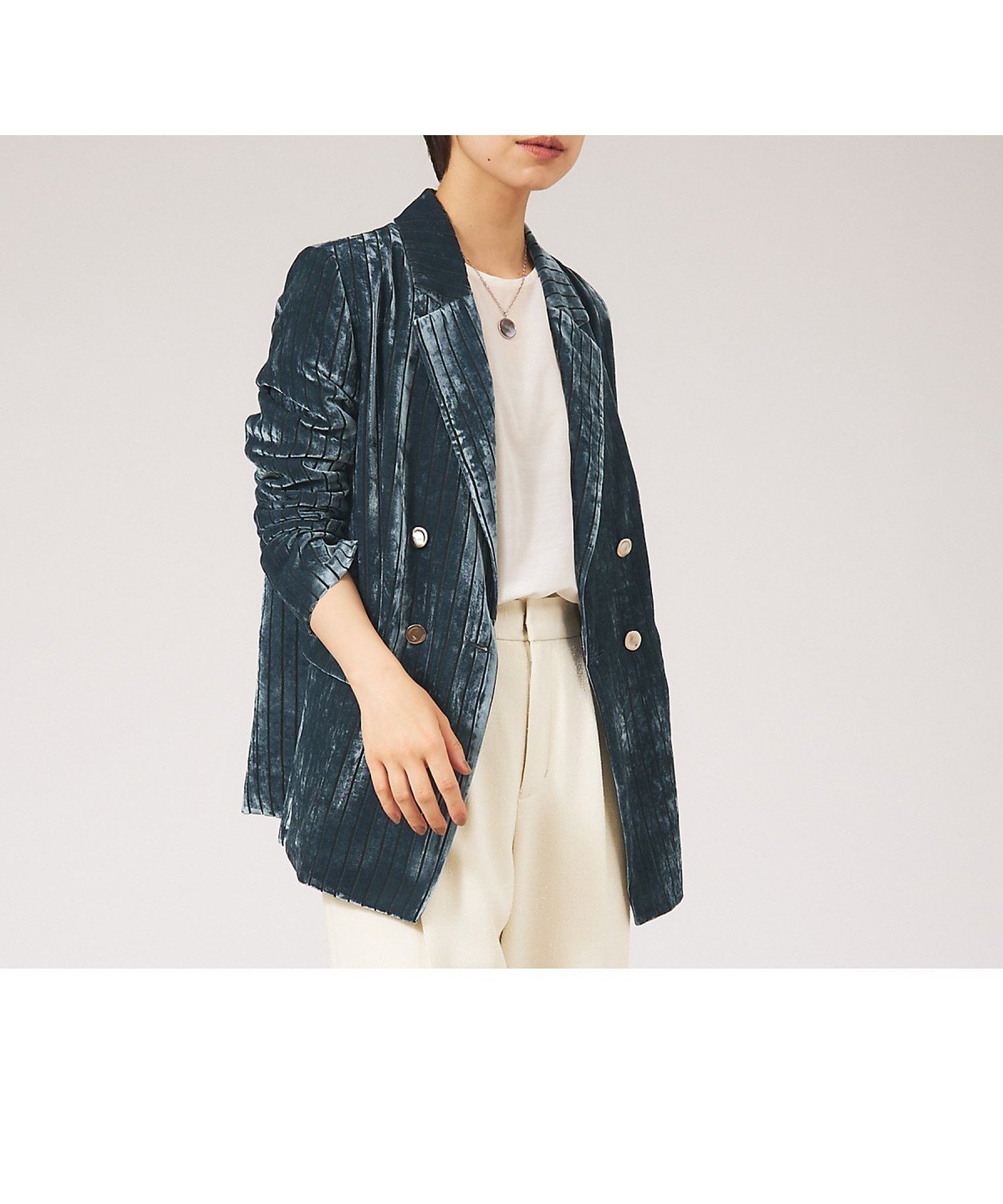 【カリテ/qualite】のオパールストライプジャケット 人気、トレンドファッション・服の通販 founy(ファニー) 　ファッション　Fashion　レディースファッション　WOMEN　アウター　Coat Outerwear　ジャケット　Jackets　おすすめ　Recommend　シアー　Sheer　シルバー　Silver　シンプル　Simple　ジャケット　Jacket　ストライプ　Stripe　ダウン　Down　テーパード　Tapered　デニム　Denim　プリント　Print　ベルベット　Velvet　ラグジュアリー　Luxury　 other-1|ID: prp329100004561327 ipo3291000000032250961