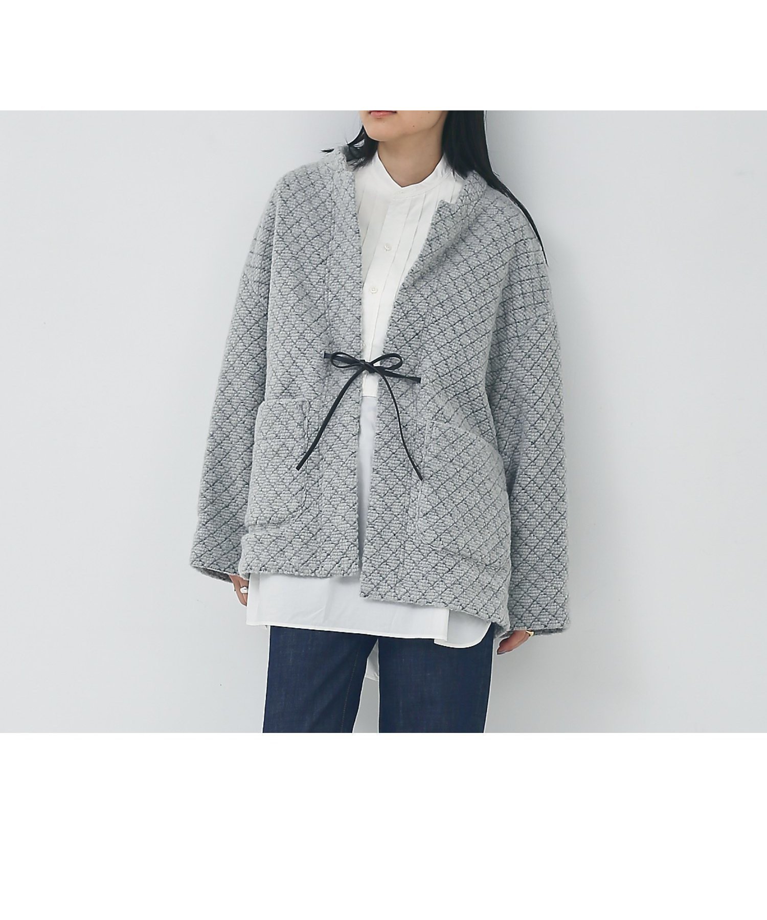 【コレックス/collex】のキルティングニットジャケット インテリア・キッズ・メンズ・レディースファッション・服の通販 founy(ファニー) 　ファッション　Fashion　レディースファッション　WOMEN　アウター　Coat Outerwear　ジャケット　Jackets　イタリア　Italy　キルティング　Quilting　フロント　Front　リラックス　Relax　ライトグレー|ID: prp329100004561337 ipo3291000000032251010