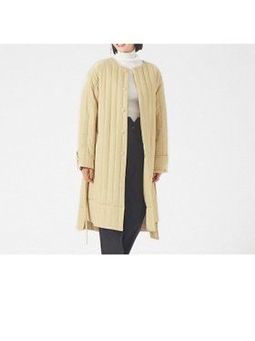 【カリテ/qualite】のキルティングノーカラーコート 人気、トレンドファッション・服の通販 founy(ファニー) ファッション Fashion レディースファッション Fashion for Women アウター Coat / Outerwear Collection コート・ロングコート・ピーコート Long Coats, Peacoats & More キルティング Quilted, Quilting スリット Slit, Slit Detail デニム Denim, Jeans Material リボン Ribbon, Bow ビジネス 仕事 通勤 Business / Work / Commuting |ID:prp329100004561367