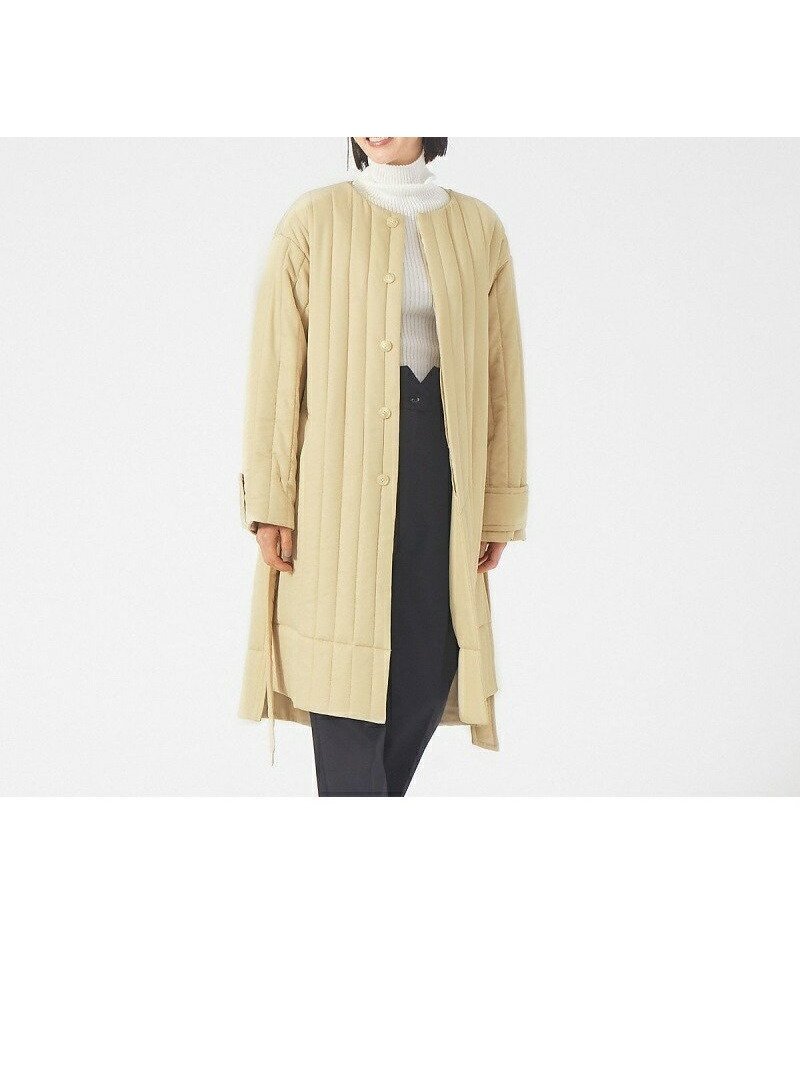 【カリテ/qualite】のキルティングノーカラーコート 人気、トレンドファッション・服の通販 founy(ファニー) 　ファッション　Fashion　レディースファッション　Fashion for Women　アウター　Coat / Outerwear Collection　コート・ロングコート・ピーコート　Long Coats, Peacoats & More　キルティング　Quilted, Quilting　スリット　Slit, Slit Detail　デニム　Denim, Jeans Material　リボン　Ribbon, Bow　ビジネス 仕事 通勤　Business / Work / Commuting　 other-1|ID: prp329100004561367 ipo3291000000033634426