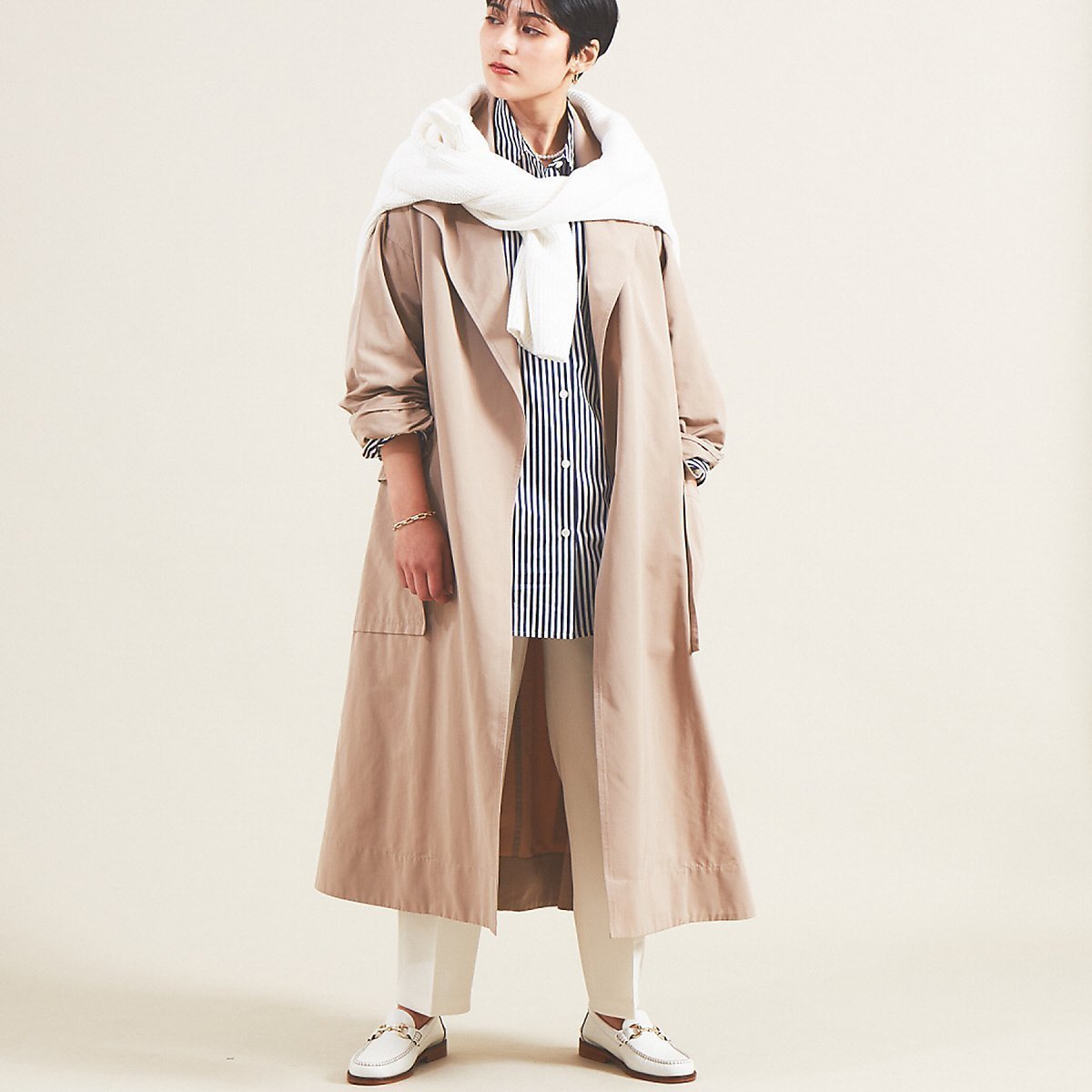 【ルージュヴィフラクレ/Rouge vif la cle】のメモリーグログラントレンチコート インテリア・キッズ・メンズ・レディースファッション・服の通販 founy(ファニー) 　ファッション　Fashion　レディースファッション　WOMEN　アウター　Coat Outerwear　コート　Coats　トレンチコート　Trench Coats　クラシカル　Classical　トレンチ　Trench　バランス　Balance　ビッグ　Big　フォルム　Form　ポケット　Pocket　春　Spring　ビジネス 仕事 通勤　Business　ベージュ|ID: prp329100004561368 ipo3291000000032251187
