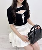 【イング/INGNI】のINGNI/12Gリボン付配色デコルテオープン半袖ニット 人気、トレンドファッション・服の通販 founy(ファニー) ファッション Fashion レディースファッション WOMEN トップス・カットソー Tops/Tshirt ニット Knit Tops インナー Inner シンプル Simple ジャケット Jacket スマホ Smartphone トレンド Trend リブニット Rib Knit リボン Ribbon 半袖 Short Sleeve 羽織 Haori thumbnail クロ/オフホワイト|ID: prp329100004561378 ipo3291000000032251321