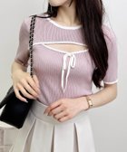 【イング/INGNI】のINGNI/12Gリボン付配色デコルテオープン半袖ニット 人気、トレンドファッション・服の通販 founy(ファニー) ファッション Fashion レディースファッション WOMEN トップス・カットソー Tops/Tshirt ニット Knit Tops インナー Inner シンプル Simple ジャケット Jacket スマホ Smartphone トレンド Trend リブニット Rib Knit リボン Ribbon 半袖 Short Sleeve 羽織 Haori thumbnail ピンク/オフホワイト|ID: prp329100004561378 ipo3291000000032251323