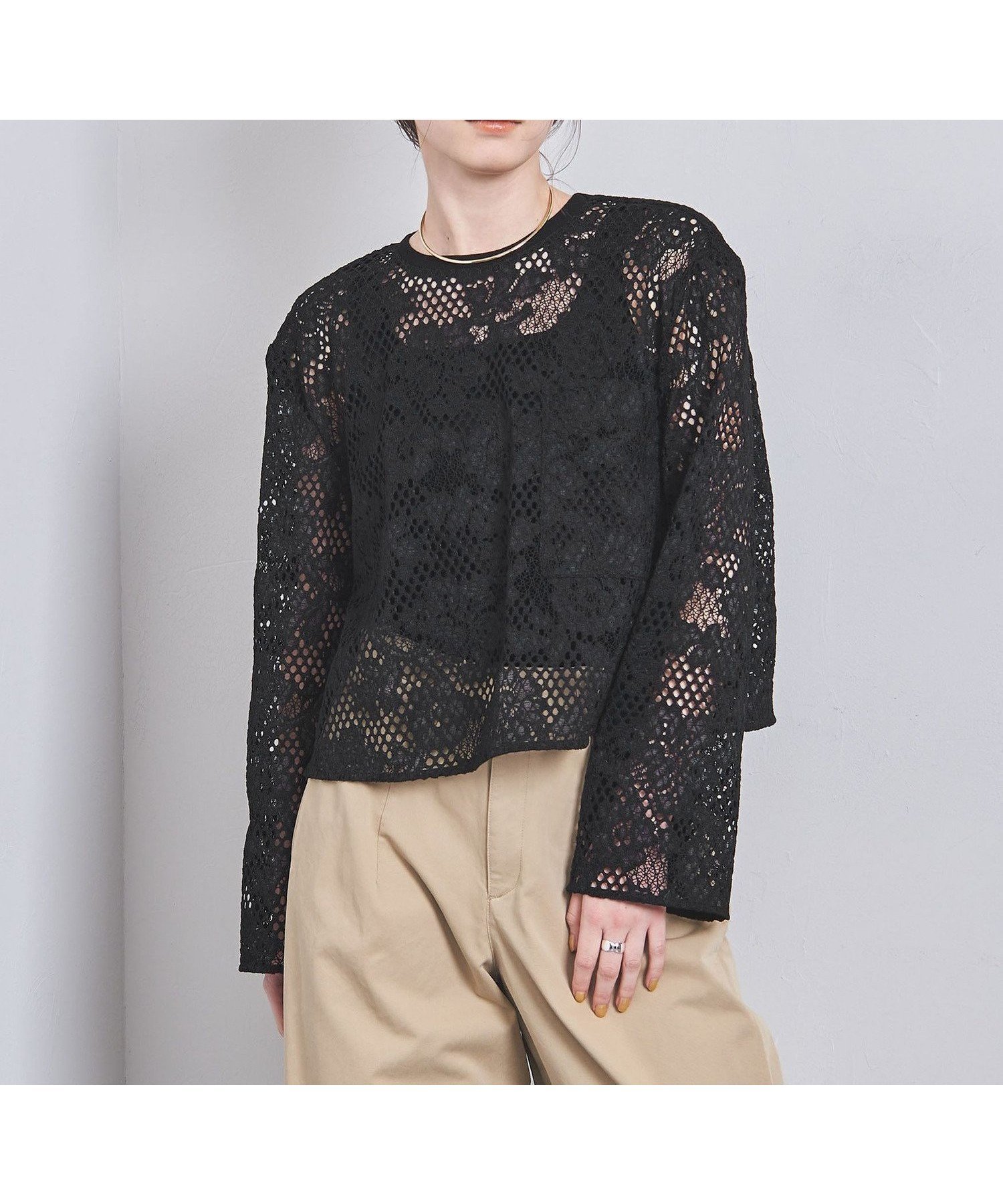 【その他のブランド/Other】のレース Tブラウス インテリア・キッズ・メンズ・レディースファッション・服の通販 founy(ファニー) 　ファッション　Fashion　レディースファッション　WOMEN　トップス・カットソー　Tops/Tshirt　シャツ/ブラウス　Shirts/Blouses　インナー　Inner　エレガント 上品　Elegant　春　Spring　キャミソール　Camisole　クロップド　Cropped　シアー　Sheer　ストレート　Straight　スリーブ　Sleeve　タンク　Tank　タートルネック　Turtleneck　ノースリーブ　No Sleeve　長袖　Long Sleeve　フォルム　Form　ボトム　Bottom　レーシー　Lacey　レース　Race　ロング　Long　夏　Summer　BLACK|ID: prp329100004561455 ipo3291000000032252161