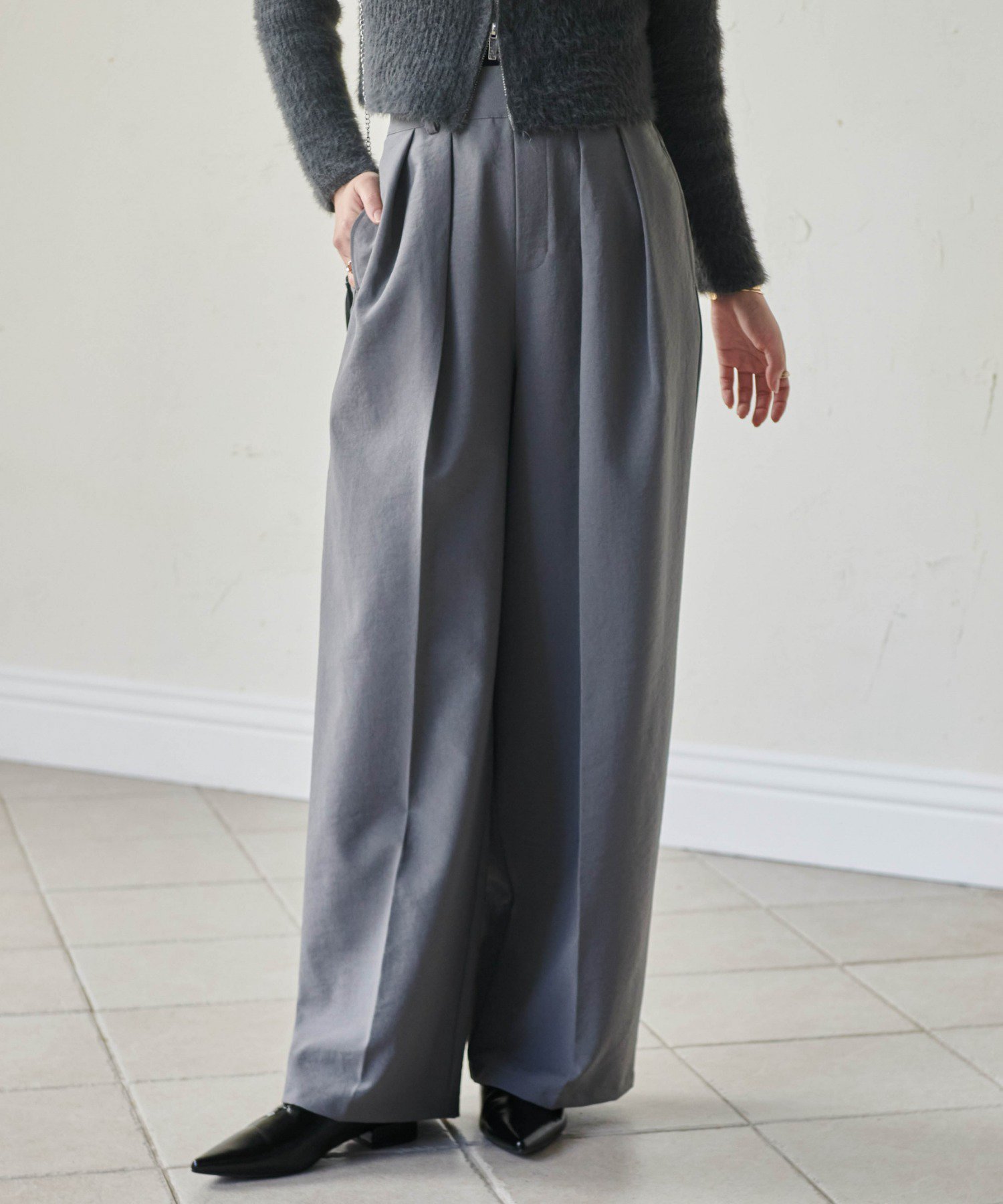 【ラナン/Ranan】の2タックワイドスラックス インテリア・キッズ・メンズ・レディースファッション・服の通販 founy(ファニー) 　ファッション　Fashion　レディースファッション　Ladies' Fashion Online　スラックス　Slacks　ポケット　Pocket　ロング　Long　ワイド　Wide　おすすめ　Recommend　夏　Summer　グレー|ID: prp329100004561496 ipo3291000000032650973