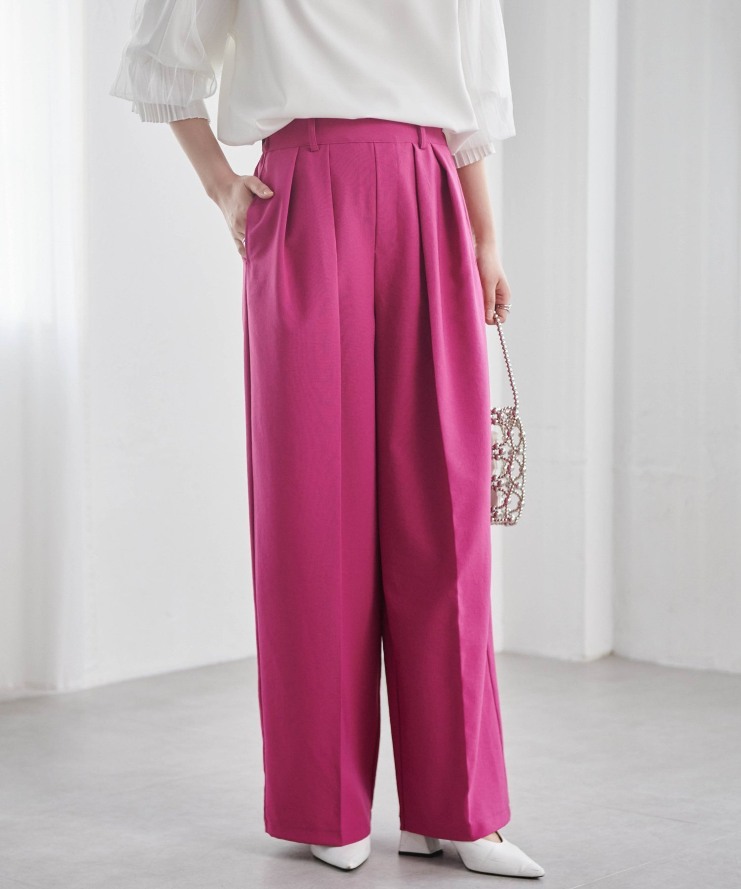 【ラナン/Ranan】の2タックワイドスラックス インテリア・キッズ・メンズ・レディースファッション・服の通販 founy(ファニー) 　ファッション　Fashion　レディースファッション　Ladies' Fashion Online　スラックス　Slacks　ポケット　Pocket　ロング　Long　ワイド　Wide　おすすめ　Recommend　夏　Summer　ピンク|ID: prp329100004561496 ipo3291000000032650974