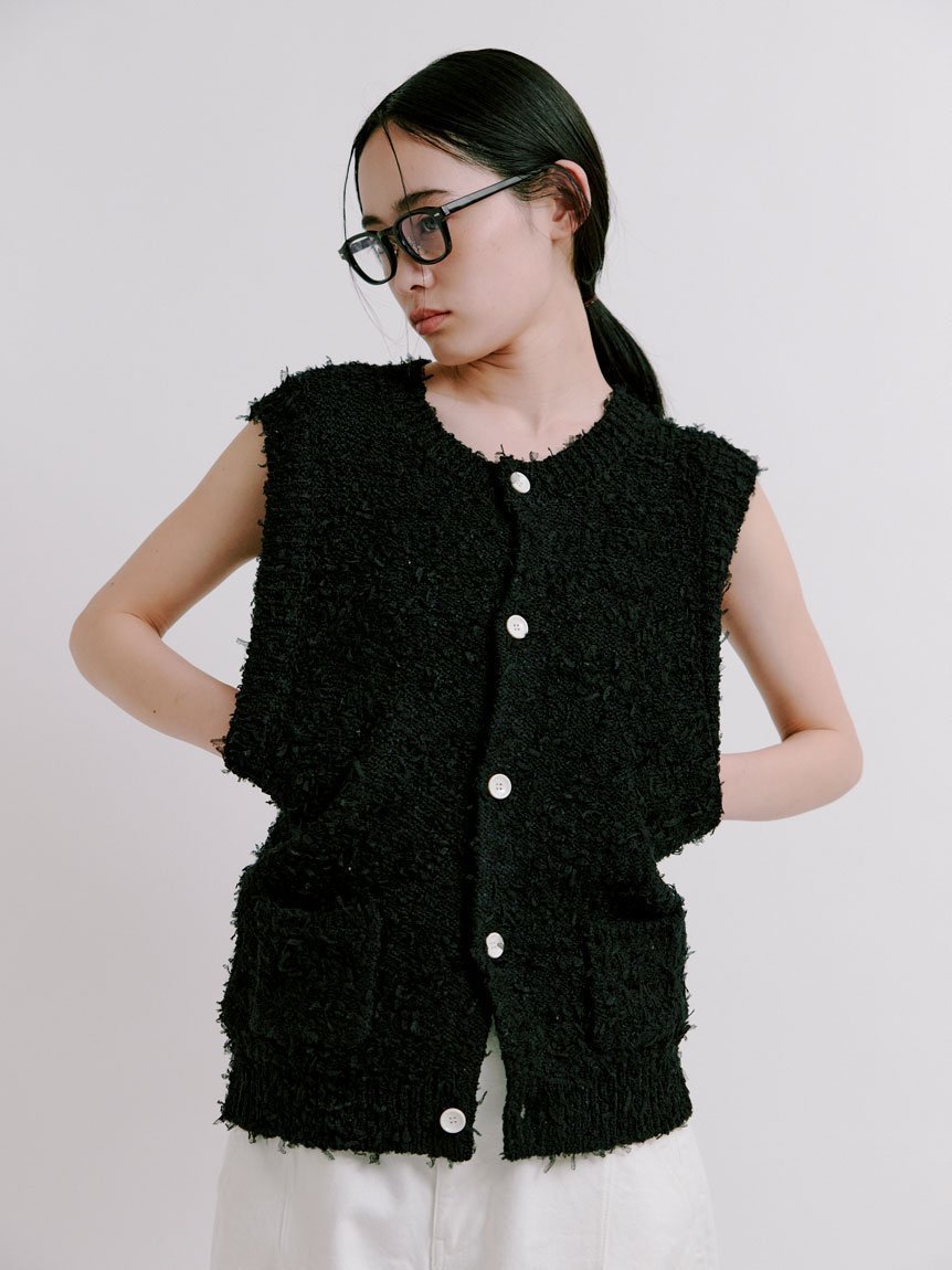 【ミースロエ/MIESROHE】のフラッフィーニットベスト インテリア・キッズ・メンズ・レディースファッション・服の通販 founy(ファニー) 　ファッション　Fashion　レディースファッション　Ladies' Fashion Online　アウター　Coat Outerwear　トップス・カットソー　Tops/Tshirt　ニット　Knit Tops　ベスト/ジレ　Gilets/Vests　BLK[009]|ID: prp329100004561561 ipo3291000000032688102