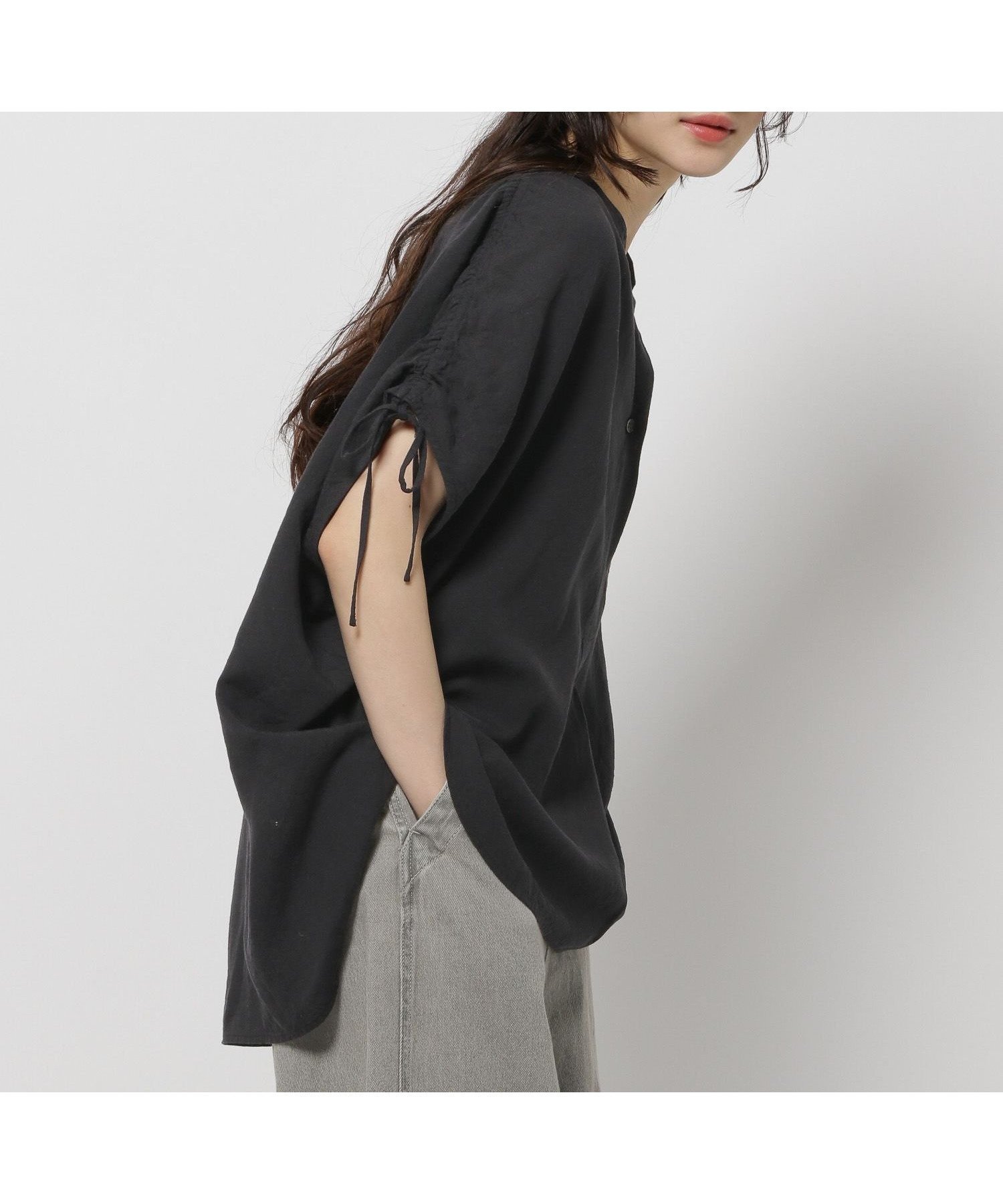 【ニコアンド/niko and】のCOMFORTリネンバンドブラウス インテリア・キッズ・メンズ・レディースファッション・服の通販 founy(ファニー) 　ファッション　Fashion　レディースファッション　Ladies' Fashion Online　トップス・カットソー　Tops/Tshirt　シャツ/ブラウス　Shirts/Blouses　おすすめ　Recommend　なめらか　Smooth　シンプル　Simple　リネン　Linen　ワイド　Wide　ブラック19|ID: prp329100004561564 ipo3291000000032497291