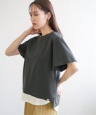 【イッカ/ikka】のコットンUSA袖刺繍レイヤーTシャツ チャコール|ID: prp329100004561629 ipo3291000000033571097