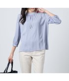 【ニューヨーカー/NEWYORKER】のバックサテンジョーゼット 7分袖ギャザーブラウス サックス|ID: prp329100004561641 ipo3291000000032254313
