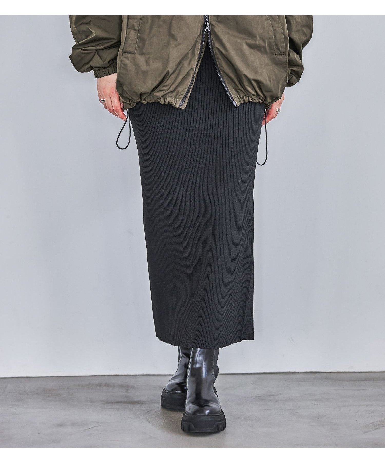 【ベイフロー/BAYFLOW】の【HEREIAM】スポーティーリブスカート2.0 インテリア・キッズ・メンズ・レディースファッション・服の通販 founy(ファニー) 　ファッション　Fashion　レディースファッション　WOMEN　スカート　Skirt　タイツ　Tights　ポケット　Pocket　レギンス　Leggings　冬　Winter　定番　Standard　ブラック19|ID: prp329100004561667 ipo3291000000032254617