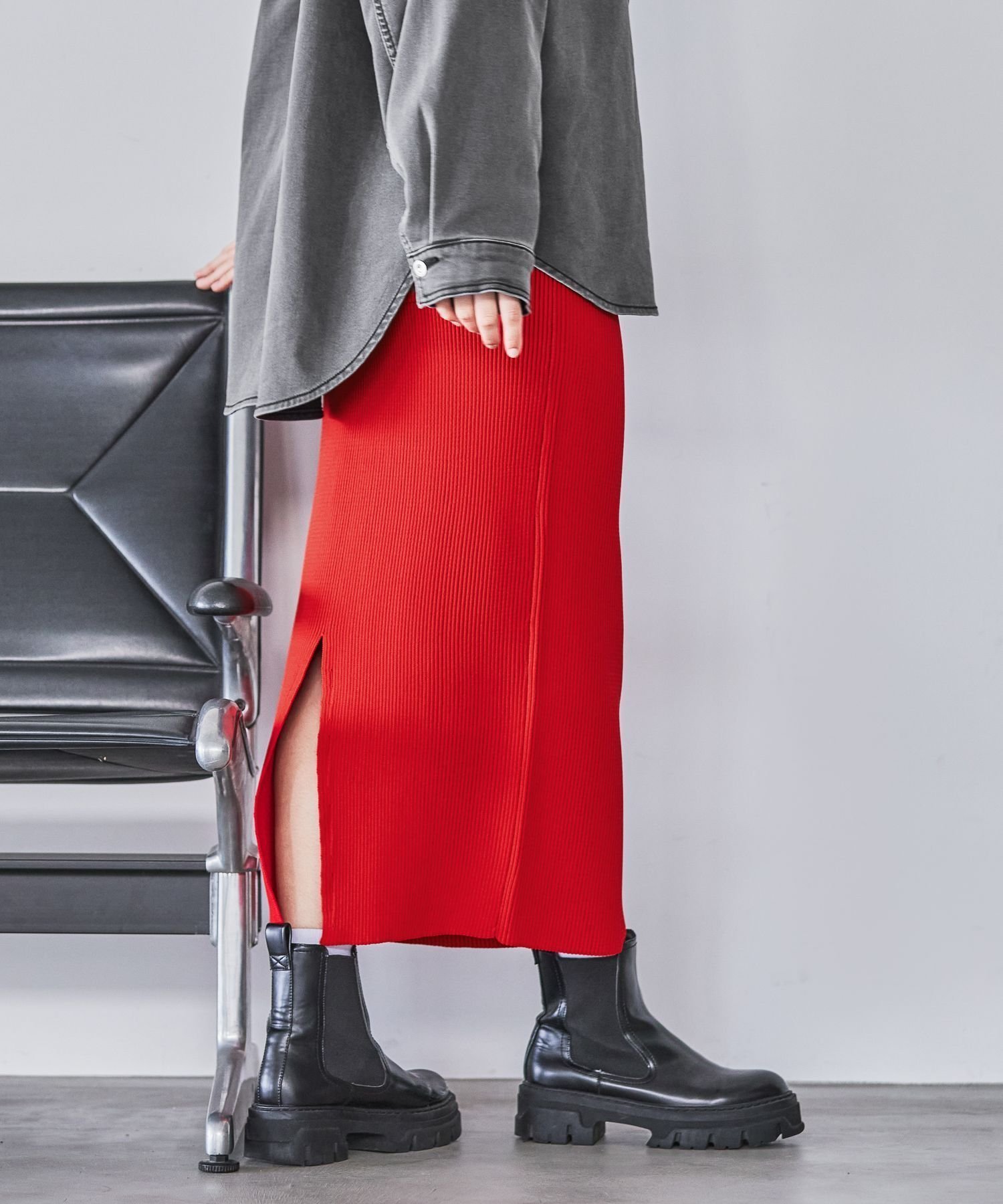 【ベイフロー/BAYFLOW】の【HEREIAM】スポーティーリブスカート2.0 インテリア・キッズ・メンズ・レディースファッション・服の通販 founy(ファニー) 　ファッション　Fashion　レディースファッション　WOMEN　スカート　Skirt　タイツ　Tights　ポケット　Pocket　レギンス　Leggings　冬　Winter　定番　Standard　ポピーレッド30|ID: prp329100004561667 ipo3291000000032254620