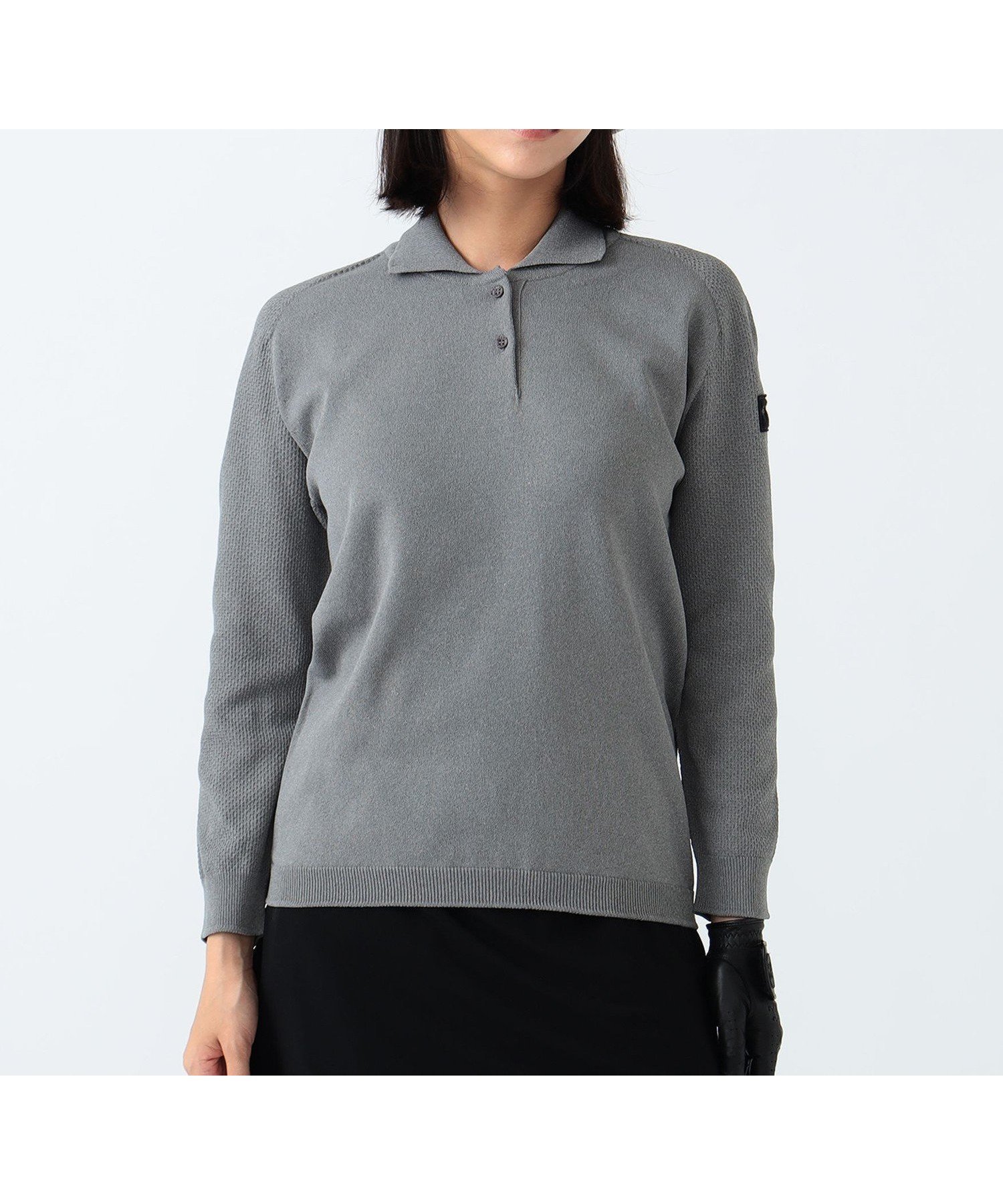 【その他のブランド/Other】のWOMEN B.G.THREE / ALL-TIME ロングスリーブ ニットポロシャツ インテリア・キッズ・メンズ・レディースファッション・服の通販 founy(ファニー) 　ファッション　Fashion　レディースファッション　WOMEN　トップス・カットソー　Tops/Tshirt　ニット　Knit Tops　シャツ/ブラウス　Shirts/Blouses　ポロシャツ　Polo Shirts　ゴルフ　Golf　シンプル　Simple　スリーブ　Sleeve　ホールガーメント　Whole Garment　ポロシャツ　Polo Shirt　ラグジュアリー　Luxury　ロング　Long　GREY|ID: prp329100004561668 ipo3291000000032254622