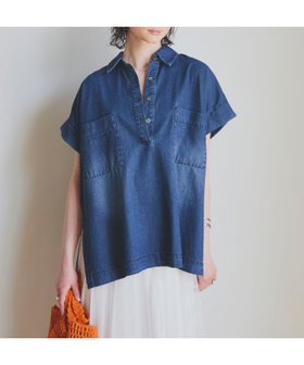 【ドゥ アルシーヴ/Doux archives】 デニムスキッパーチュニック人気、トレンドファッション・服の通販 founy(ファニー) ファッション Fashion レディースファッション WOMEN トップス・カットソー Tops/Tshirt スキッパー Skipper スリット Slit デニム Denim フロント Front ポケット Pocket 人気 Popularity |ID:prp329100004561675