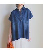 【ドゥ アルシーヴ/Doux archives】のデニムスキッパーチュニック 人気、トレンドファッション・服の通販 founy(ファニー) ファッション Fashion レディースファッション WOMEN トップス・カットソー Tops/Tshirt スキッパー Skipper スリット Slit デニム Denim フロント Front ポケット Pocket 人気 Popularity |ID:prp329100004561675