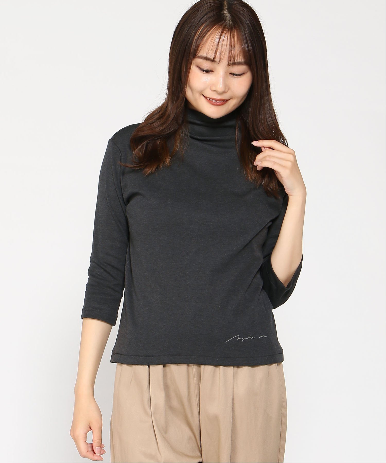 【マジェンタ/MAGENTA】のMAGENTA/フライスローボトルネック 7分袖 インテリア・キッズ・メンズ・レディースファッション・服の通販 founy(ファニー) 　ファッション　Fashion　レディースファッション　WOMEN　トップス・カットソー　Tops/Tshirt　ビジネス 仕事 通勤　Business　ダークチャコール杢|ID: prp329100004561682 ipo3291000000032254752