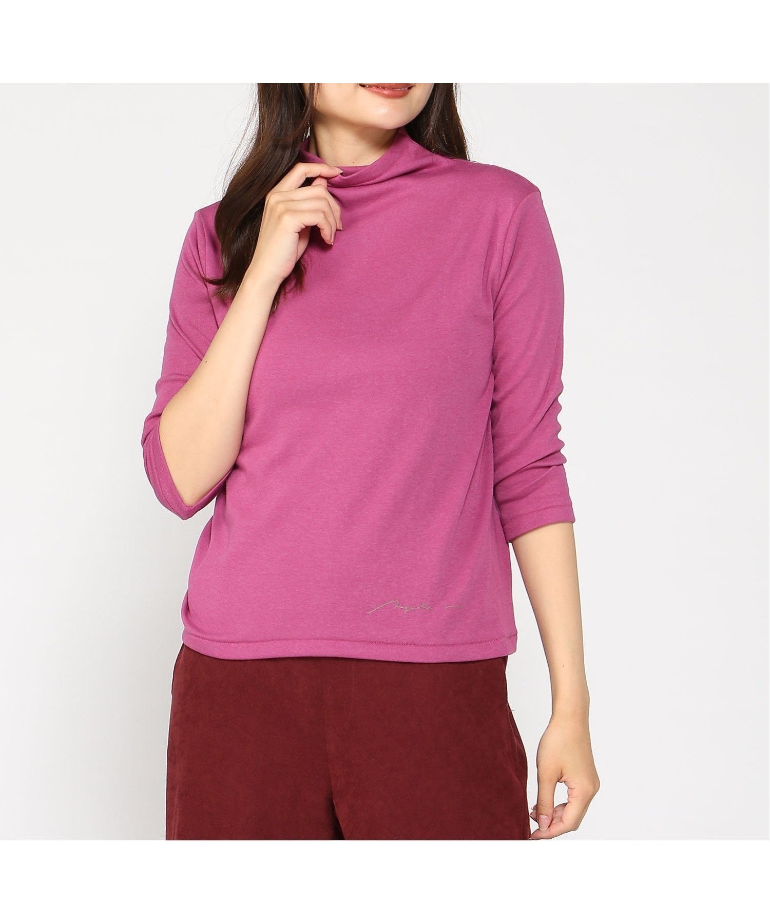 【マジェンタ/MAGENTA】のMAGENTA/フライスローボトルネック 7分袖 インテリア・キッズ・メンズ・レディースファッション・服の通販 founy(ファニー) 　ファッション　Fashion　レディースファッション　WOMEN　トップス・カットソー　Tops/Tshirt　ビジネス 仕事 通勤　Business　プラム杢|ID: prp329100004561682 ipo3291000000032254754